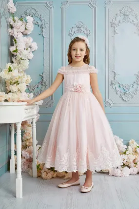 Girl Long Tulle Powder Dress