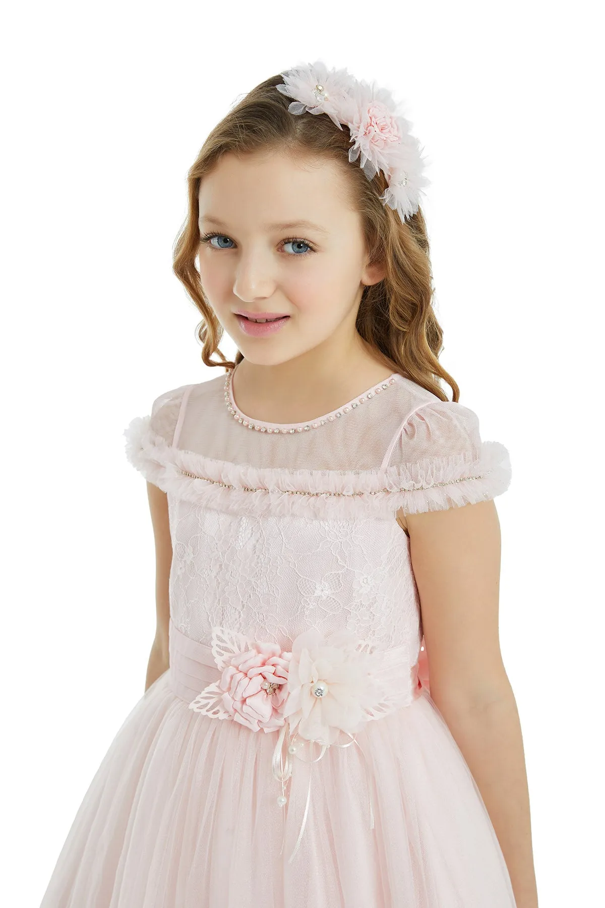 Girl Long Tulle Powder Dress