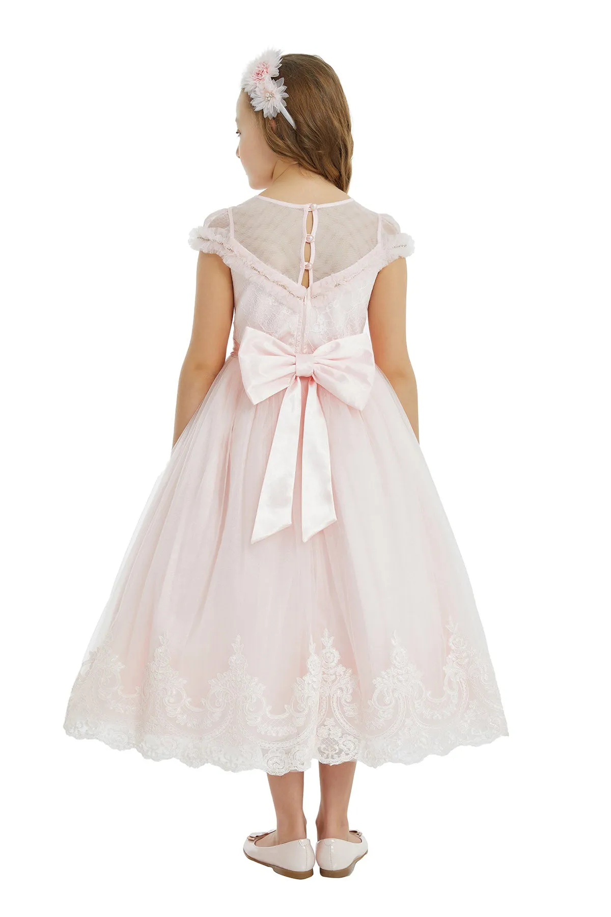 Girl Long Tulle Powder Dress