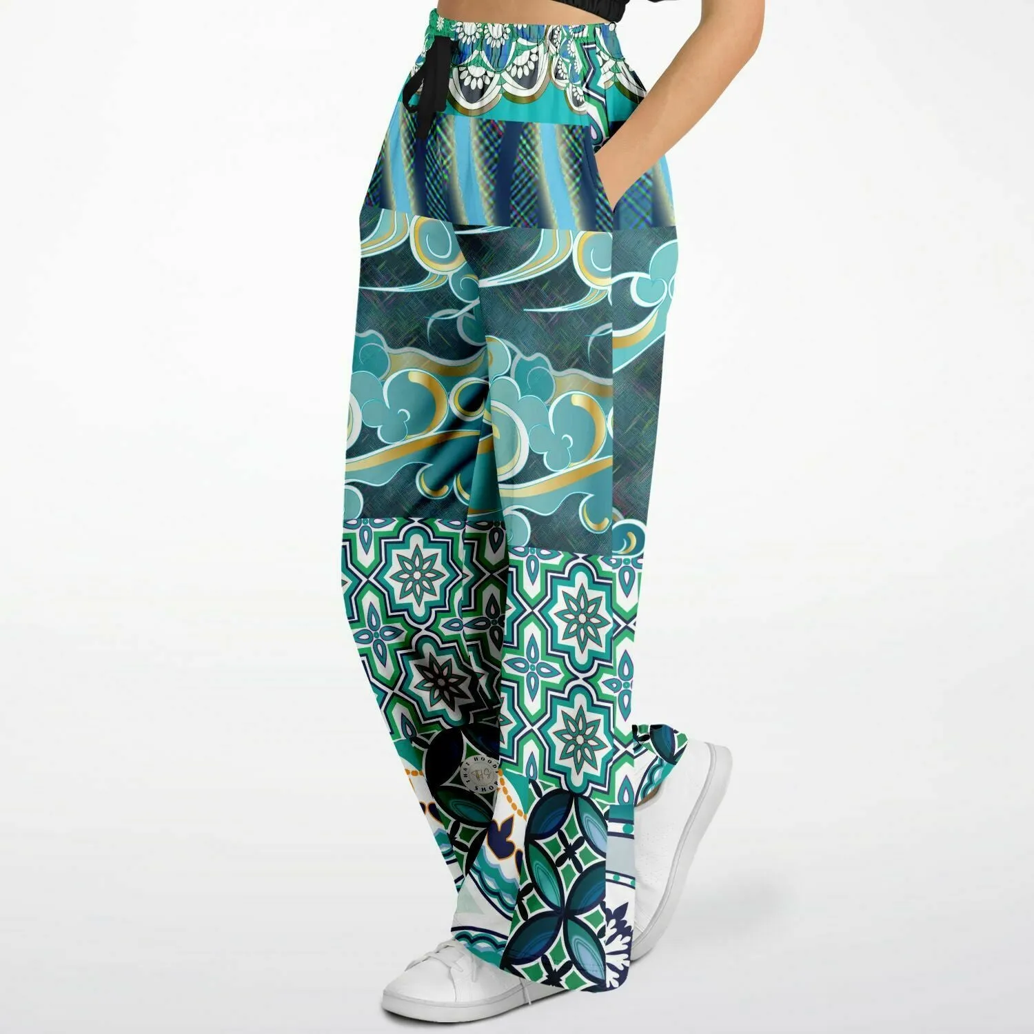 Green Meknes Eco-Poly Stretchy Phat Bellbottoms