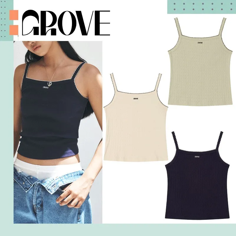 GROVE  |Sleeveless Street Style Plain Short Sleeves Logo