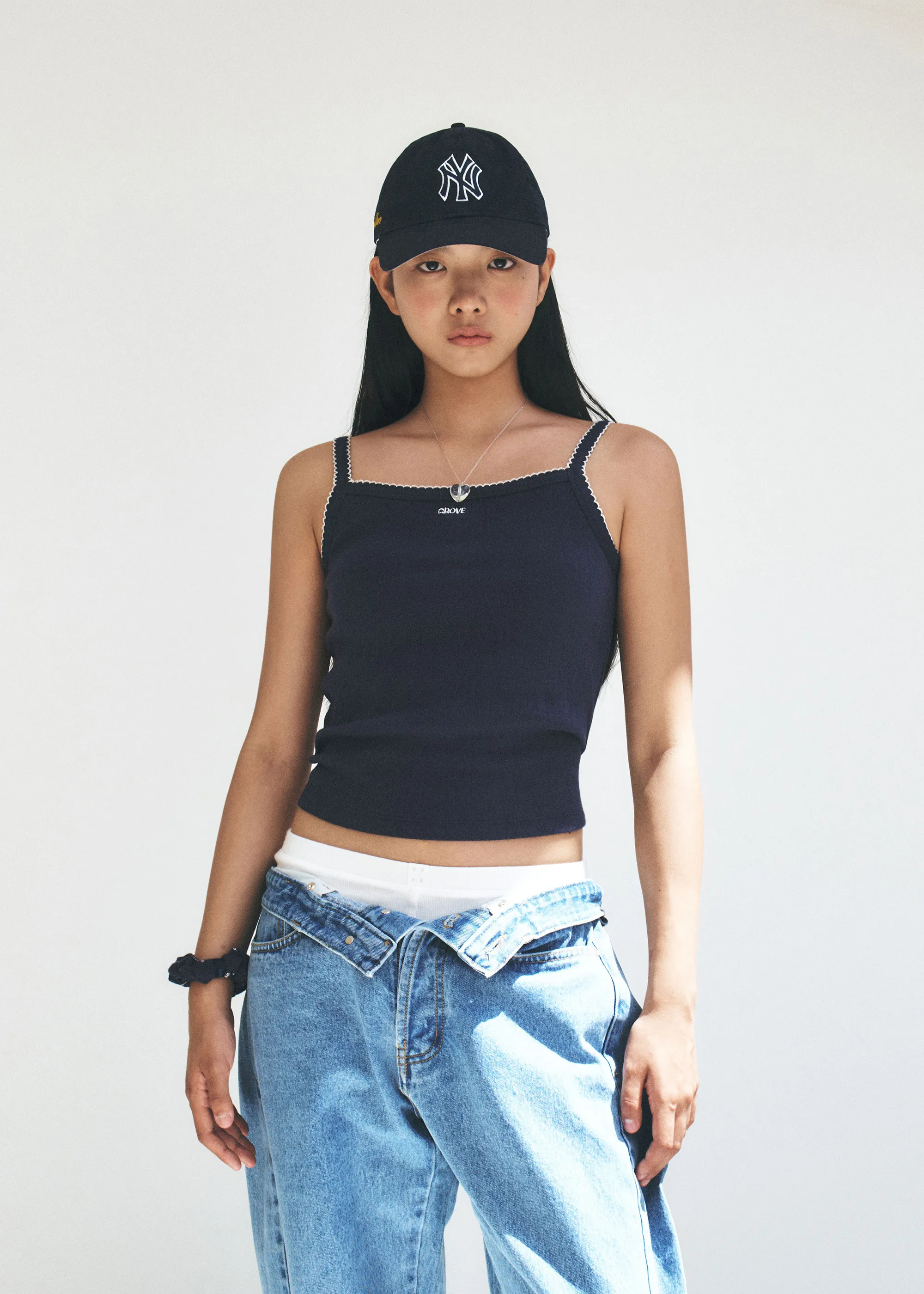 GROVE  |Sleeveless Street Style Plain Short Sleeves Logo