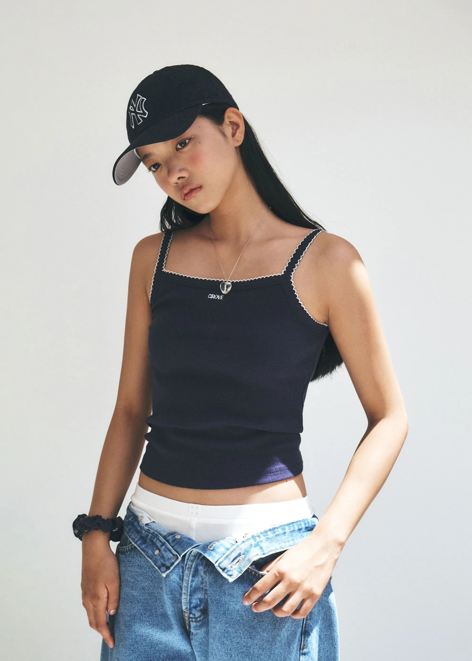 GROVE  |Sleeveless Street Style Plain Short Sleeves Logo