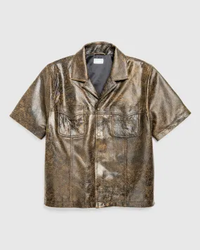 Guess USA – Crackle Leather Shirt Amos Brown Multi | Highsnobiety Shop