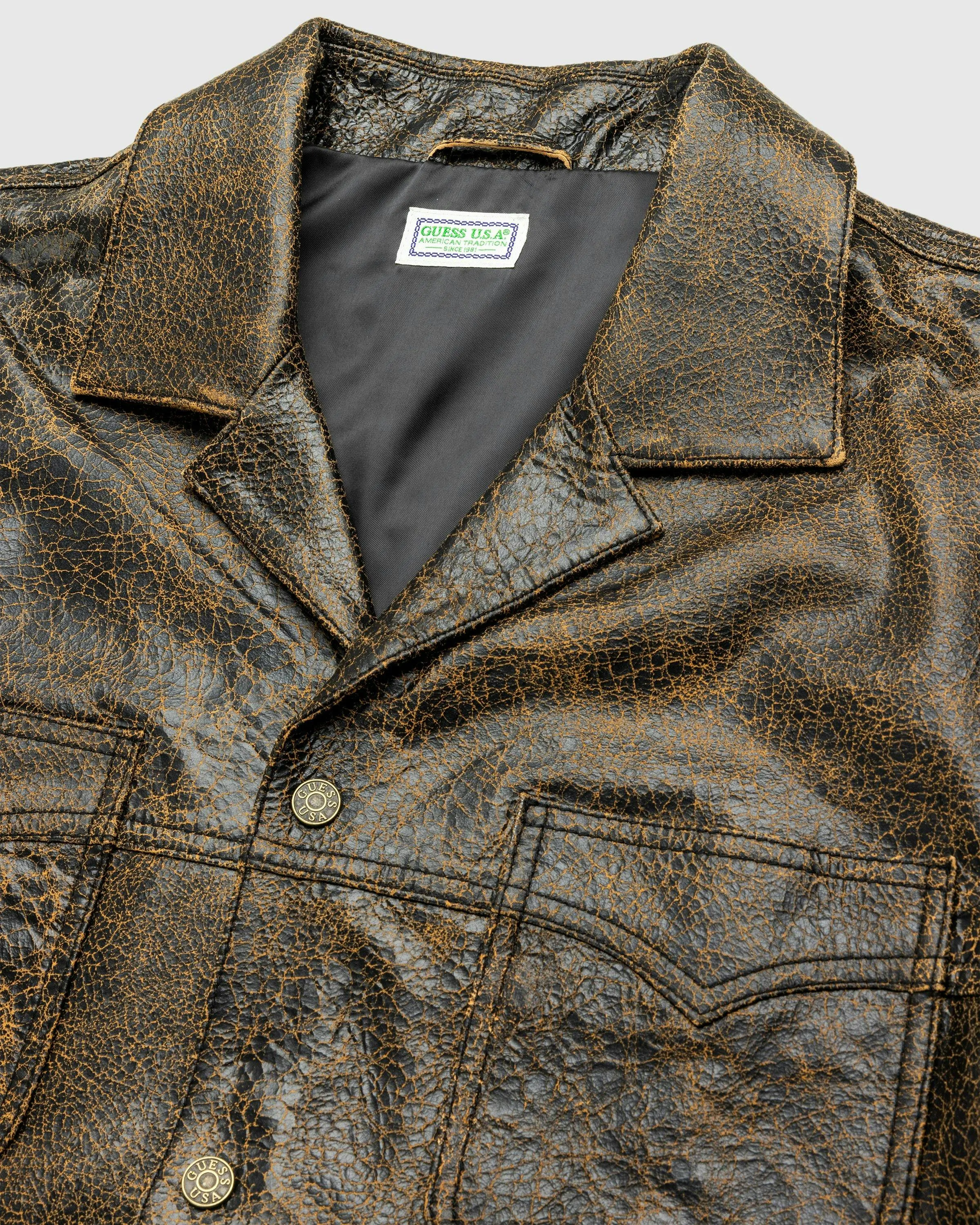 Guess USA – Crackle Leather Shirt Amos Brown Multi | Highsnobiety Shop