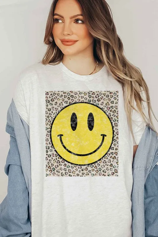 HAPPY LEOPARD GRAPHIC T-SHIRT