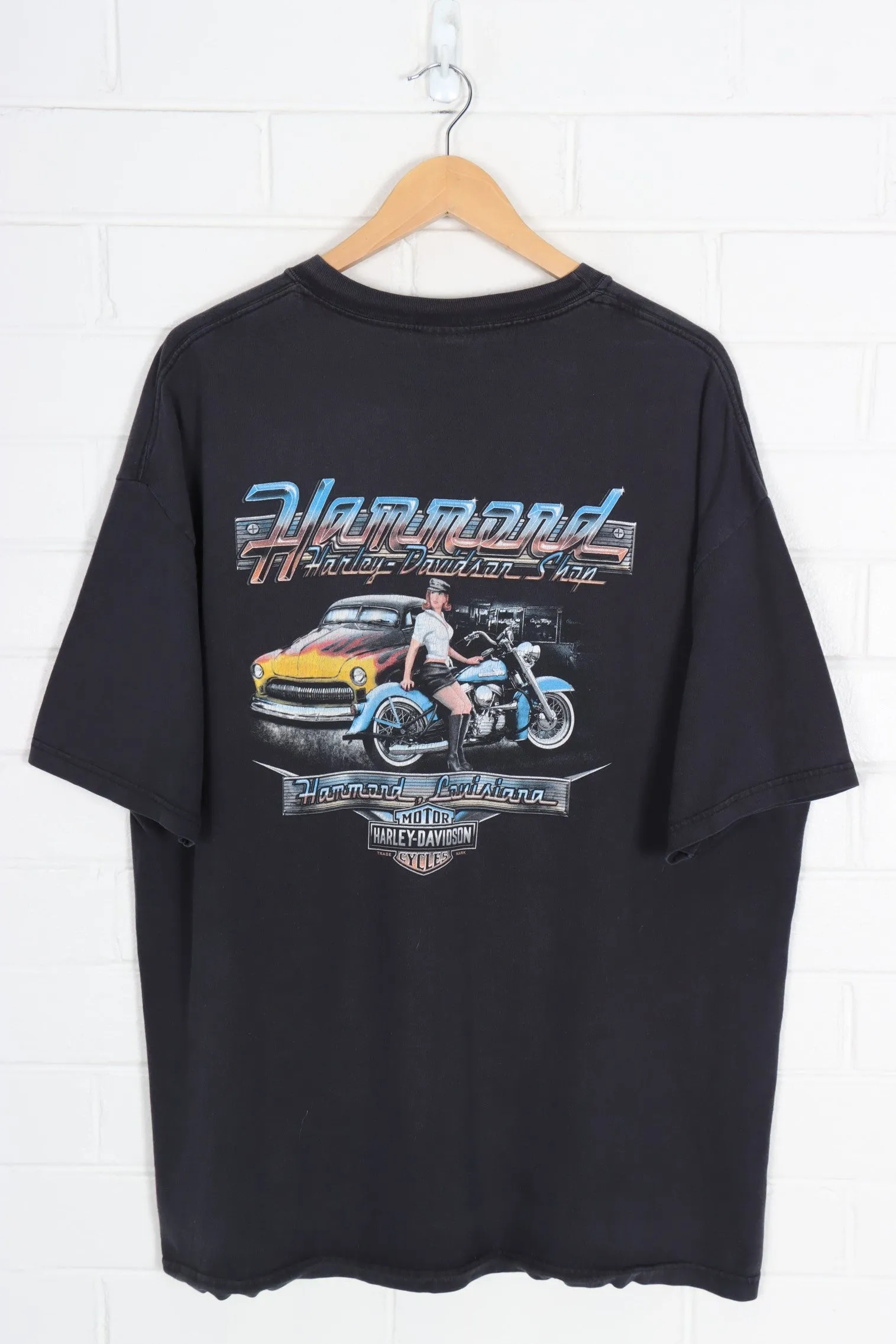 HARLEY DAVIDSON Flame Hog Pin Up Graphic Tee USA Made (XXL)