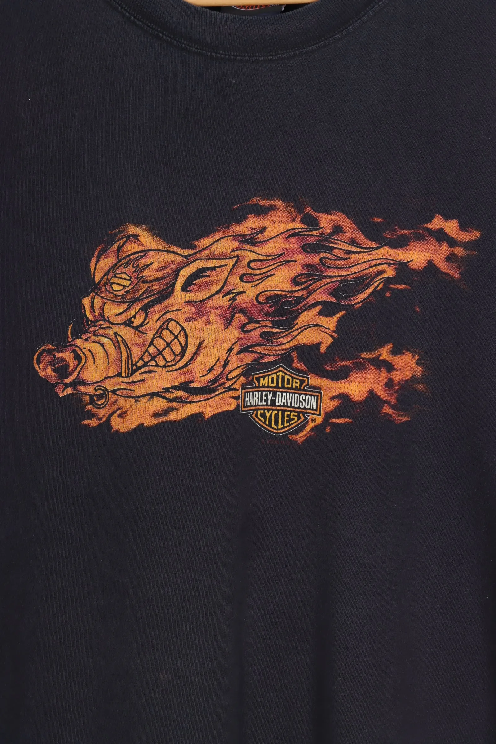 HARLEY DAVIDSON Flame Hog Pin Up Graphic Tee USA Made (XXL)