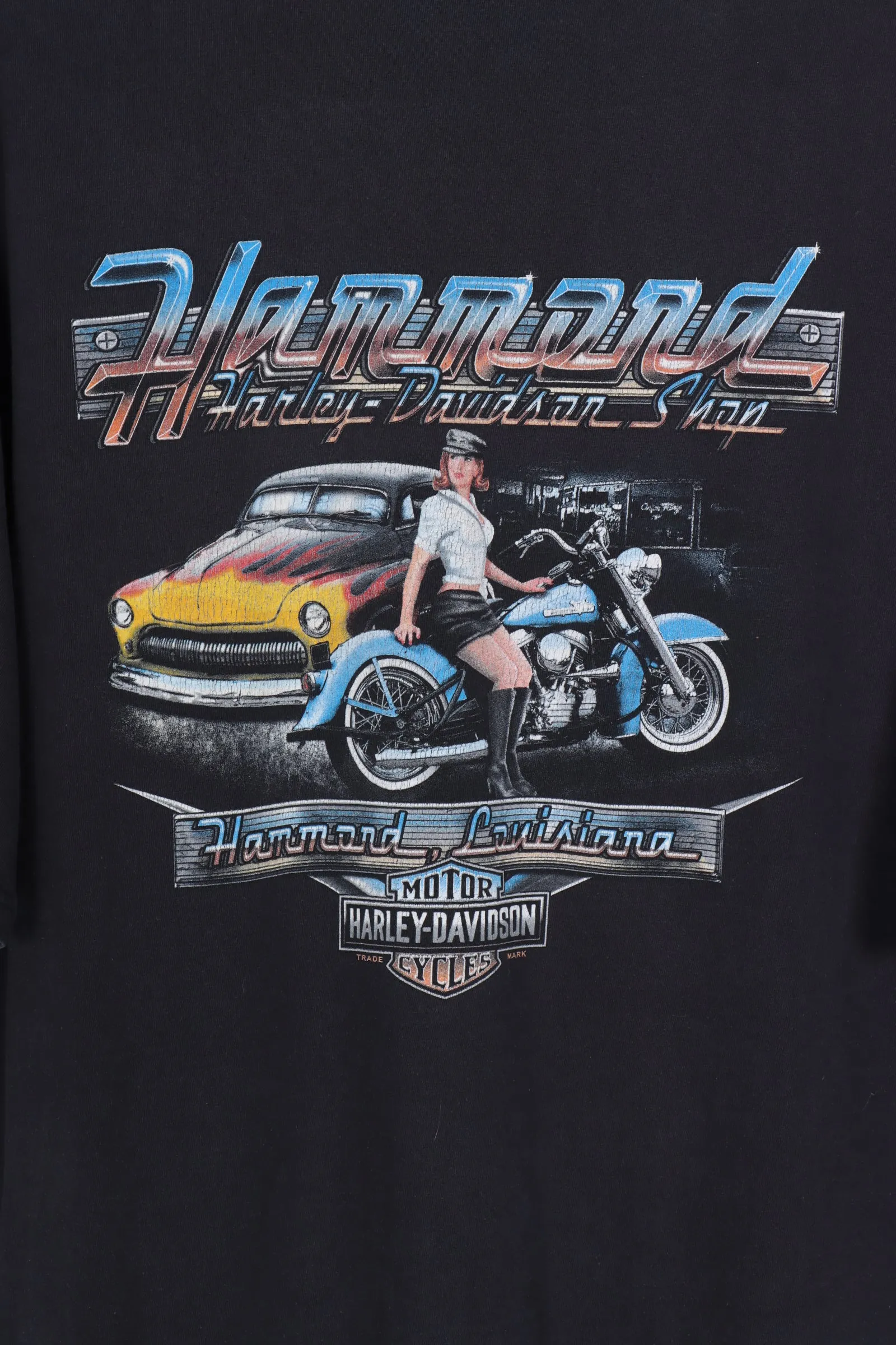 HARLEY DAVIDSON Flame Hog Pin Up Graphic Tee USA Made (XXL)