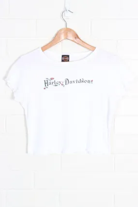 HARLEY DAVISON Roses Frill Sleeve USA Made Baby Tee (Women's S)