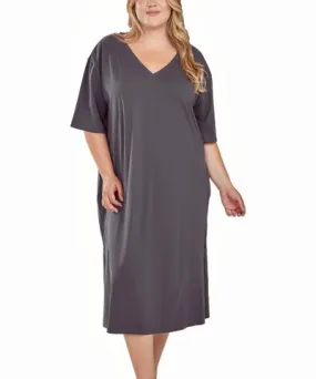 icollection Plus Size Soft Knit Short Sleeve Nightgown Dress