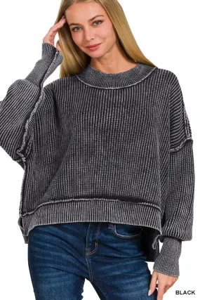 In Good Spirits Oversized Crop Sweater Black