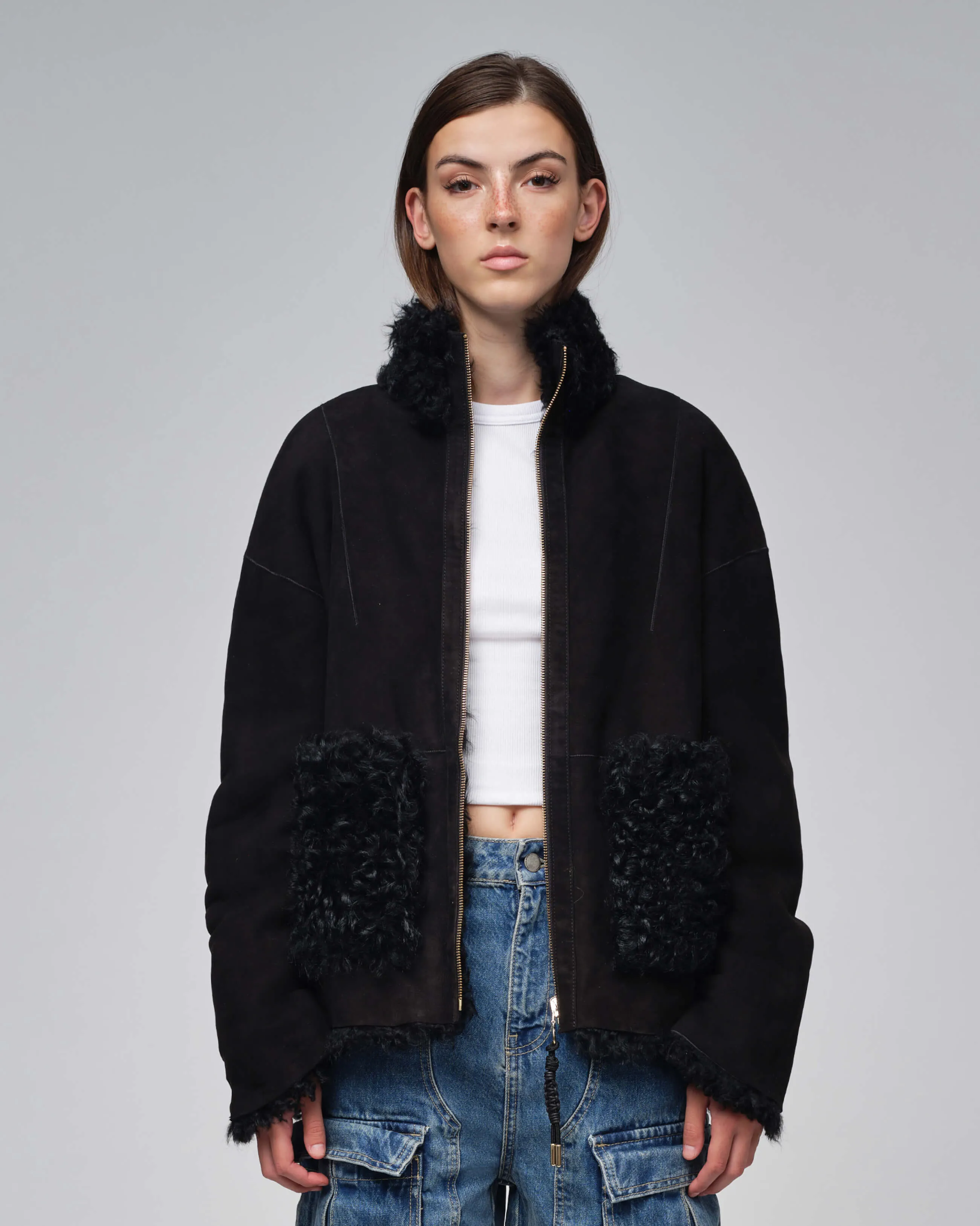  INUIKII Shearling Jacket Black 