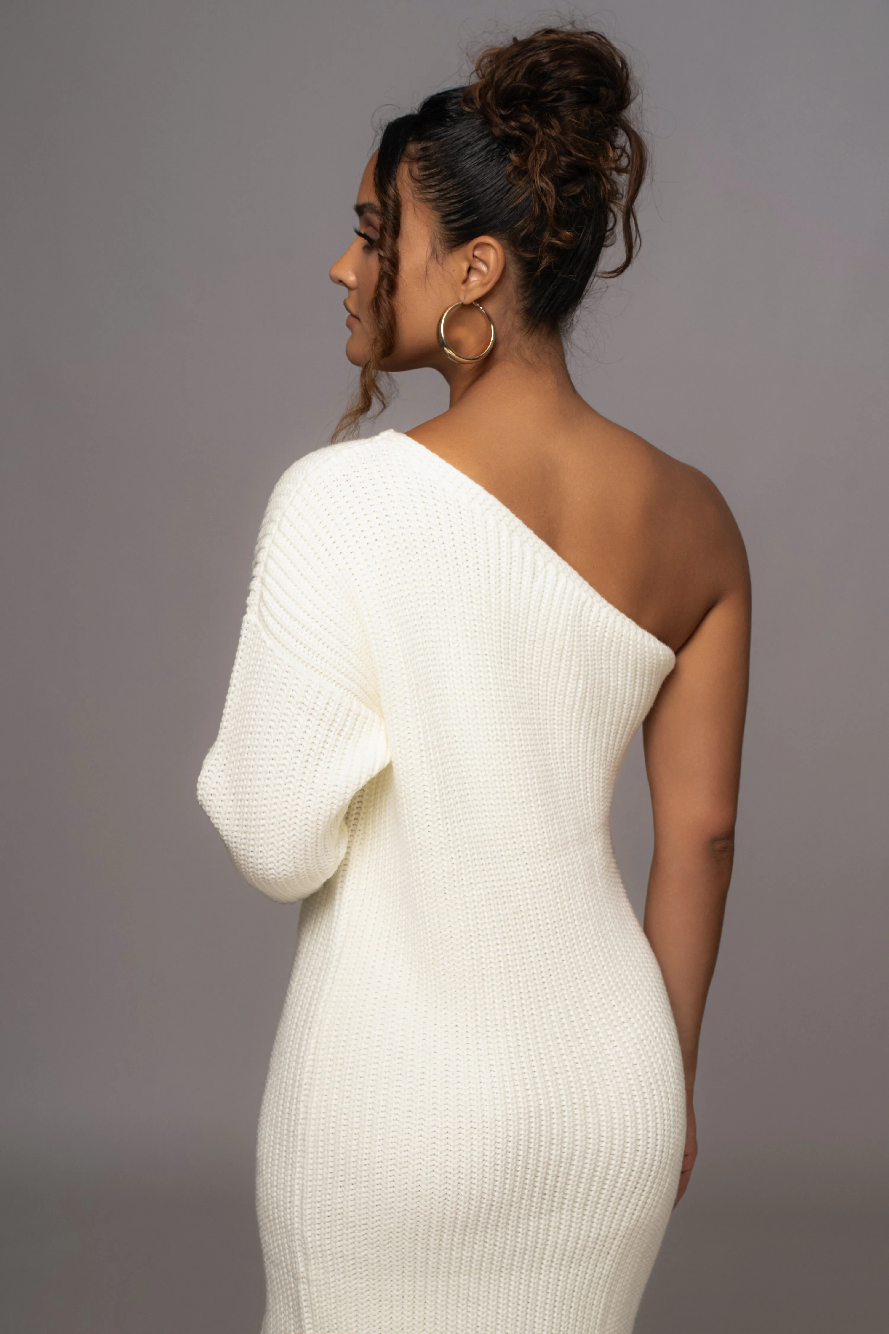 Ivory Long Knit Sweater Dress