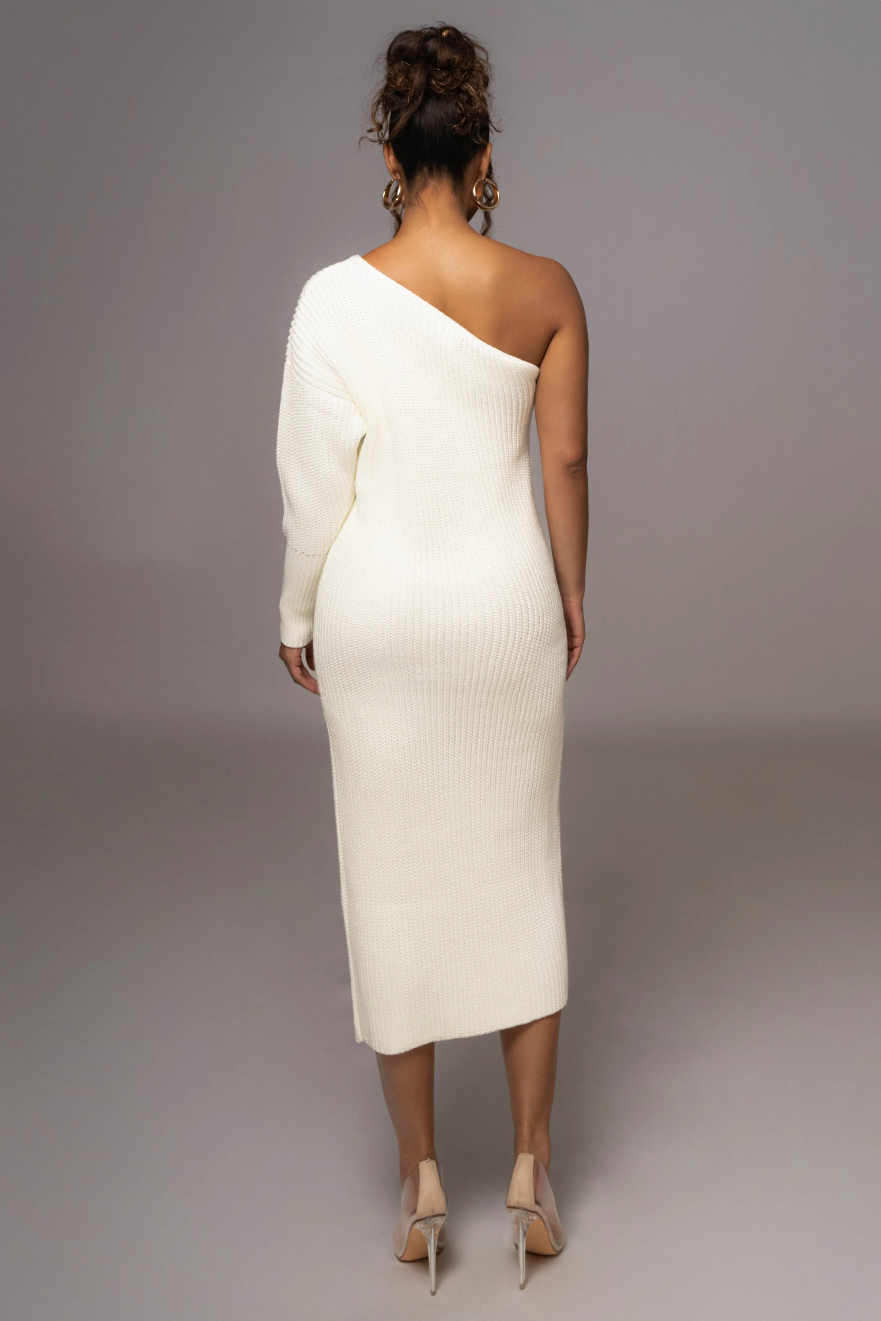 Ivory Long Knit Sweater Dress