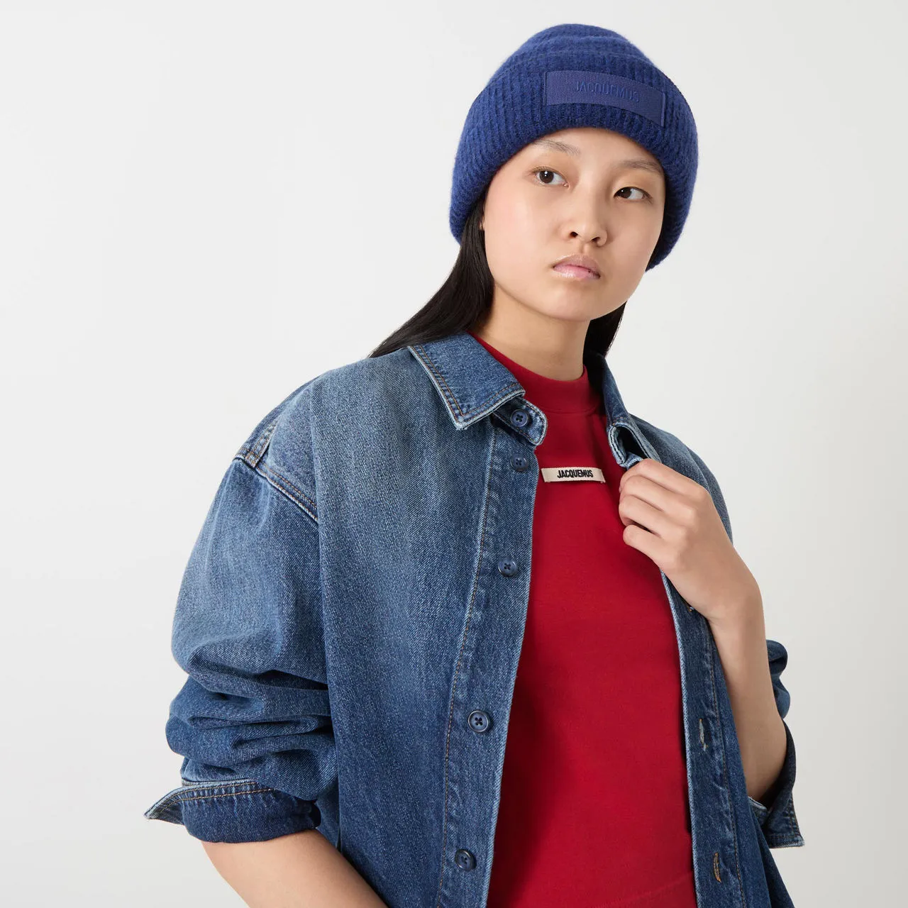 JACQUEMUS Le Bonnet Logo Beanie Hat - Navy