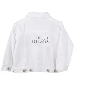 juju + stitch mini Embroidered Denim Jacket, White And Rainbow