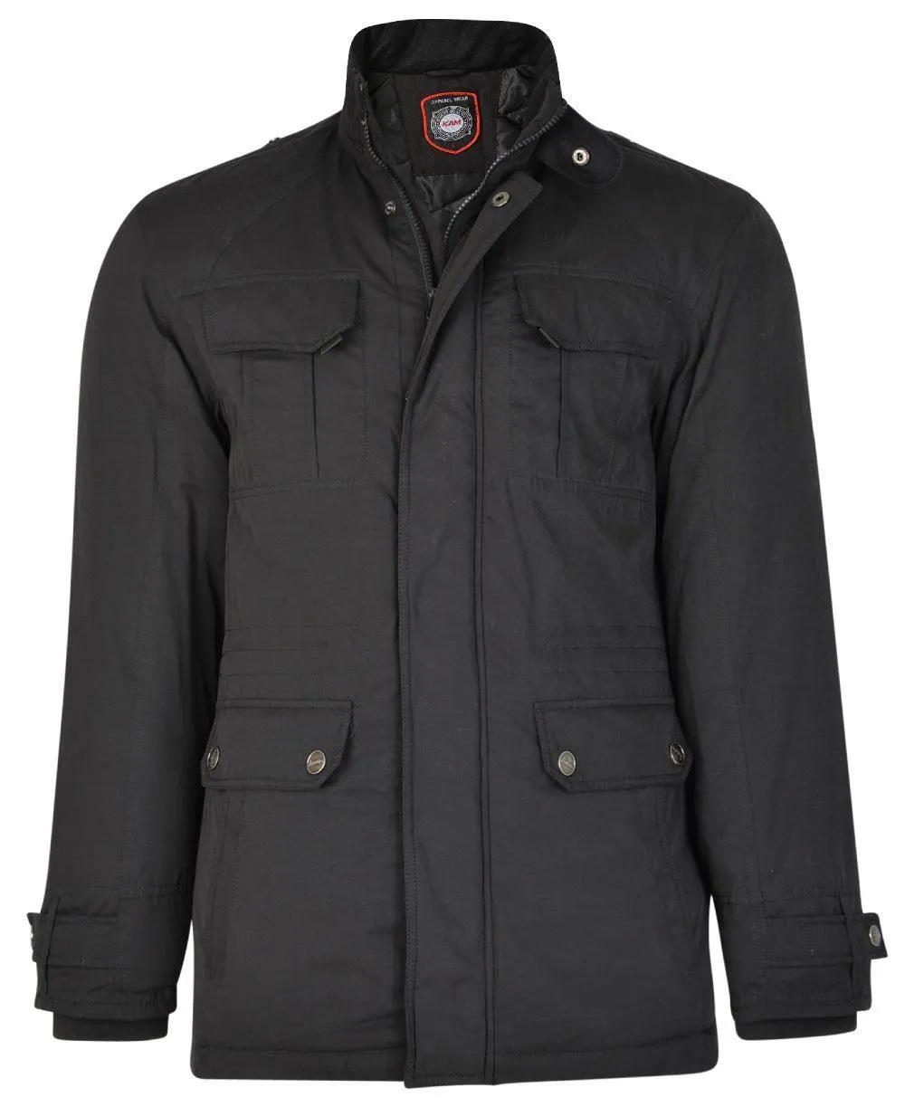 Kam Casual Lined Soft Touch Coat Jacket - Black