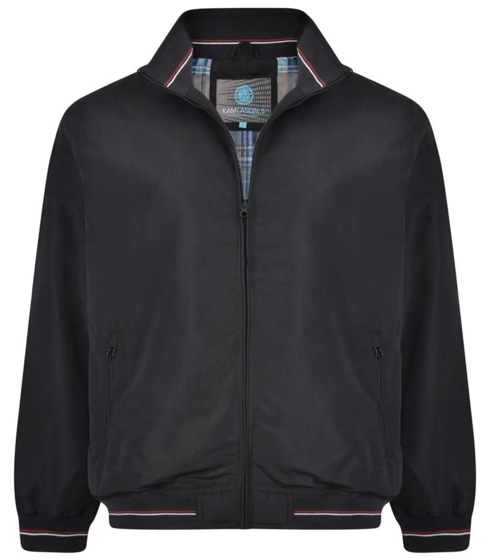 Kam Stripe Lightweight Tall Harrington Jacket - Black