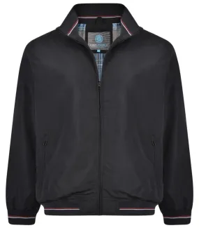 Kam Stripe Lightweight Tall Harrington Jacket - Black