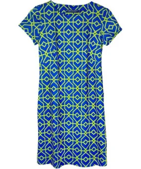 Katherine Way Women's Key West Dress In Bamboo Lattice Royal Pear