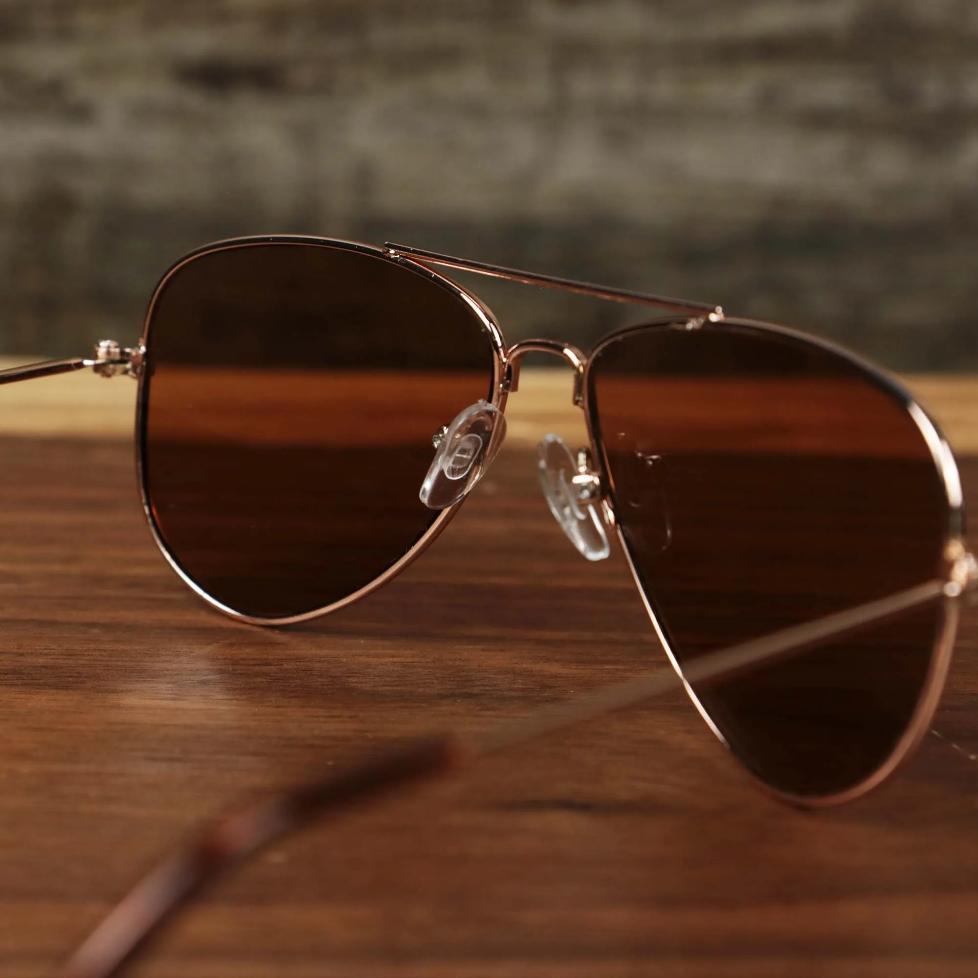 Kid’s Aviator Frame Brown Lens Sunglasses with Rose Gold Frame