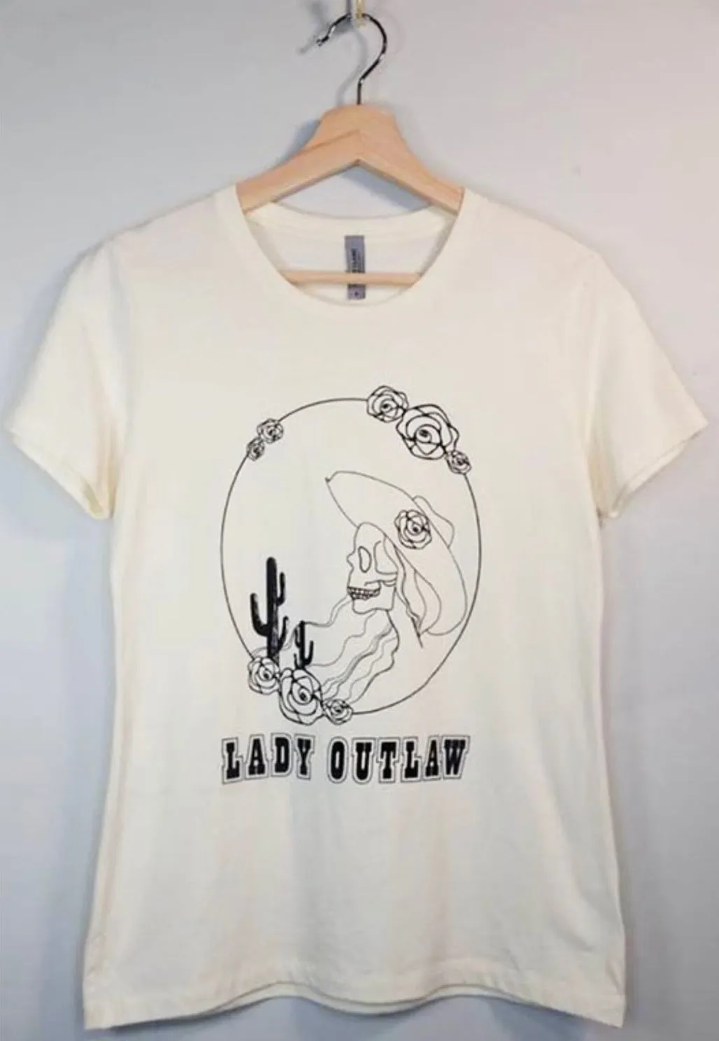 Lady Outlaw Cowgirl Skull T-Shirt