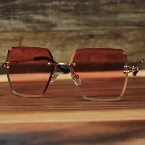 Large Lightweight Frame Pink Lens Sunglasses with Rose Gold Frame