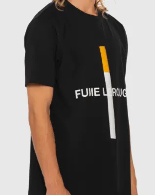 LEANDRE LEROUGE - T-shirt noir avec imprimé FUME LEROUGE et PATCH