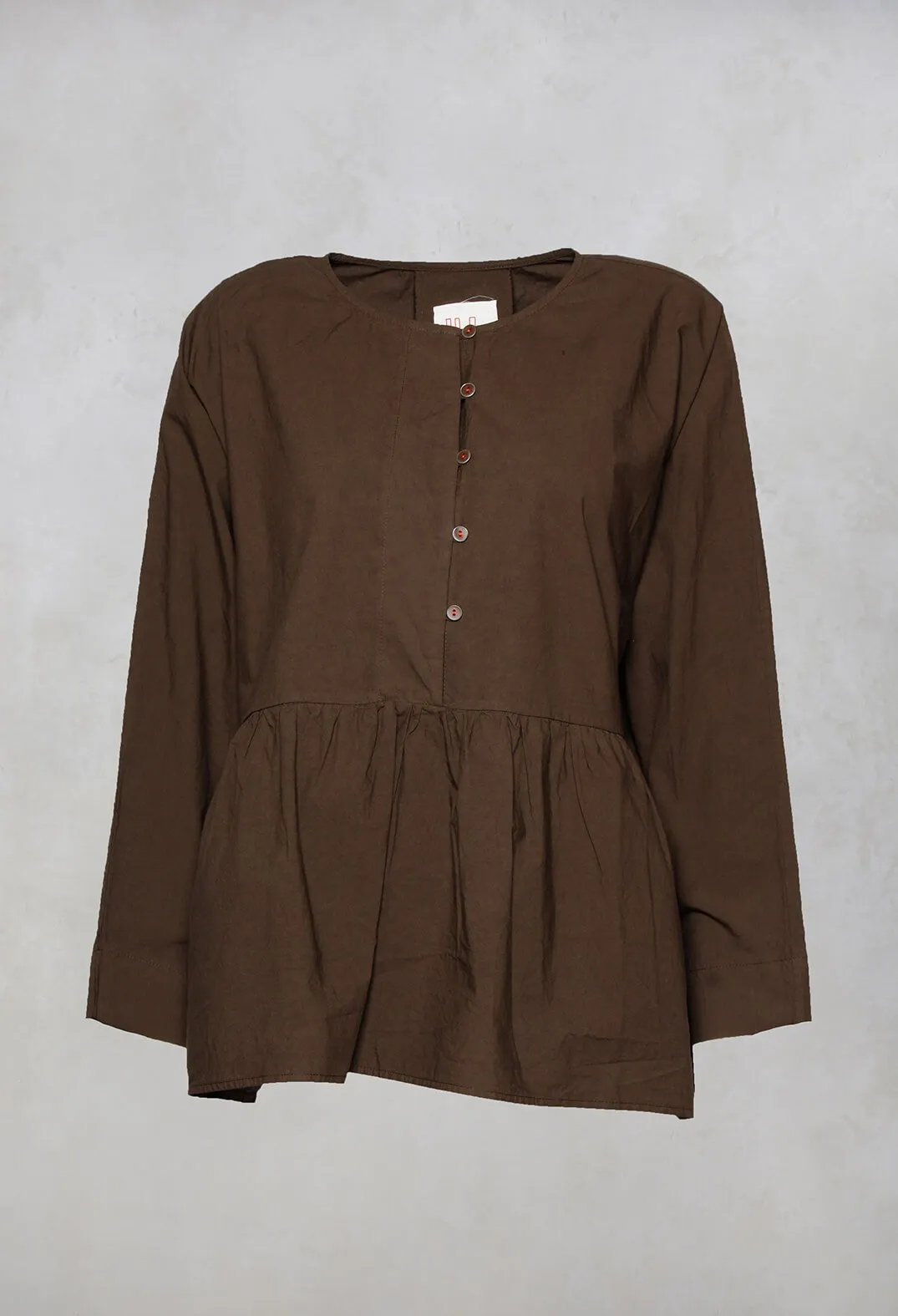 Long Sleeved Sarah Smock Shirt in Sepia