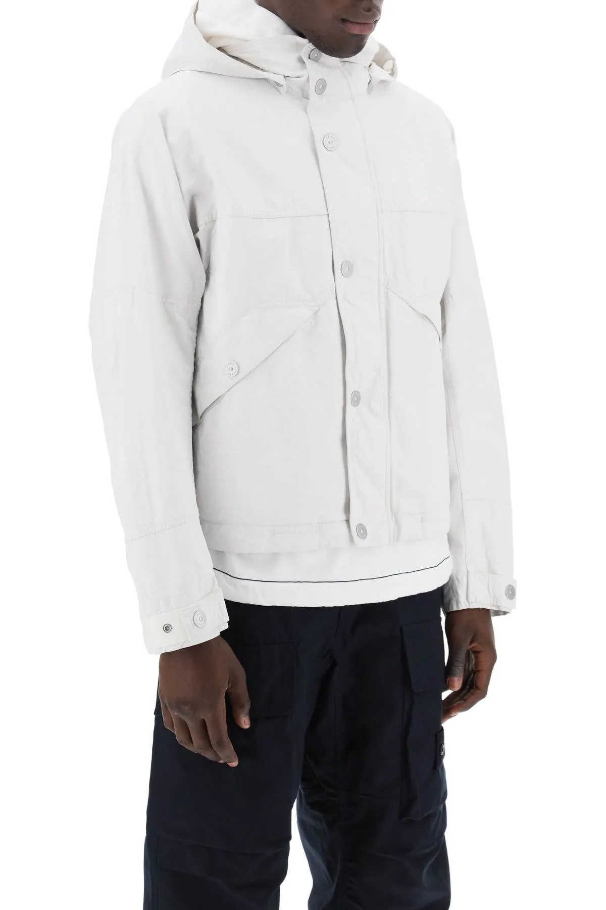 marina raw plated linen jacket with 8015418X1 BIANCO