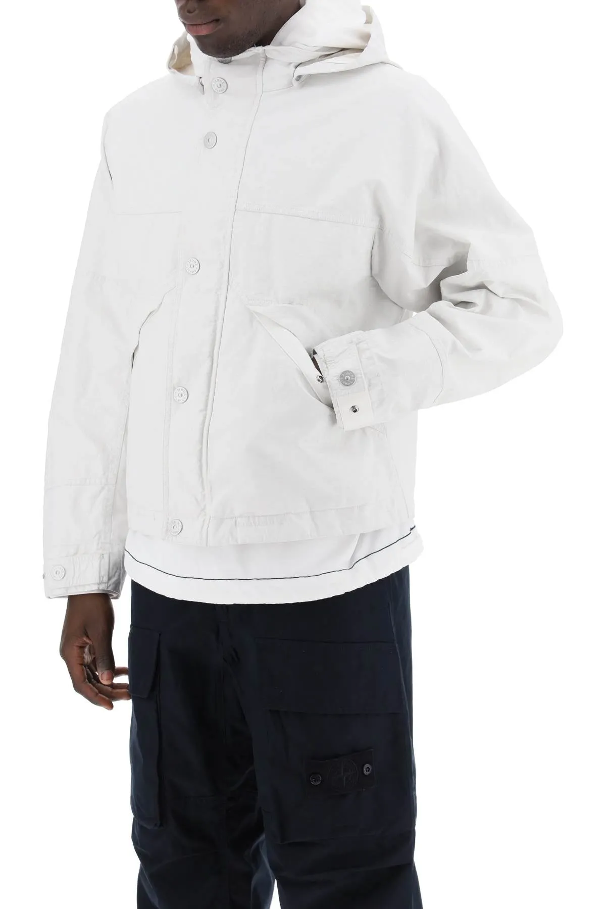 marina raw plated linen jacket with 8015418X1 BIANCO