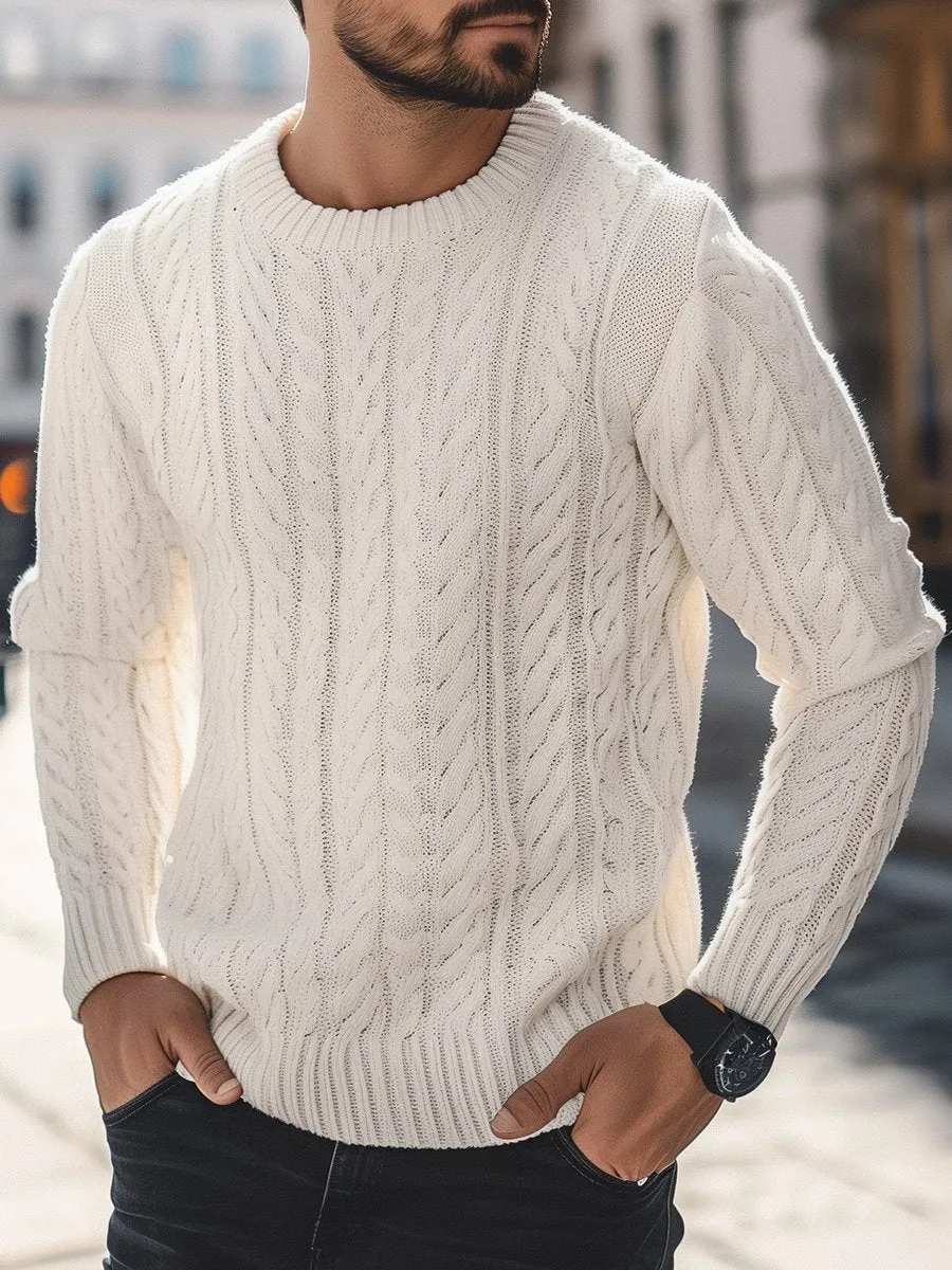 Men's Casual Solid Color Twisted Sweater