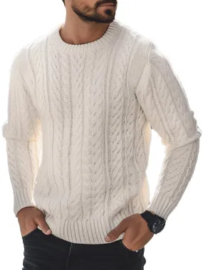 Men's Casual Solid Color Twisted Sweater