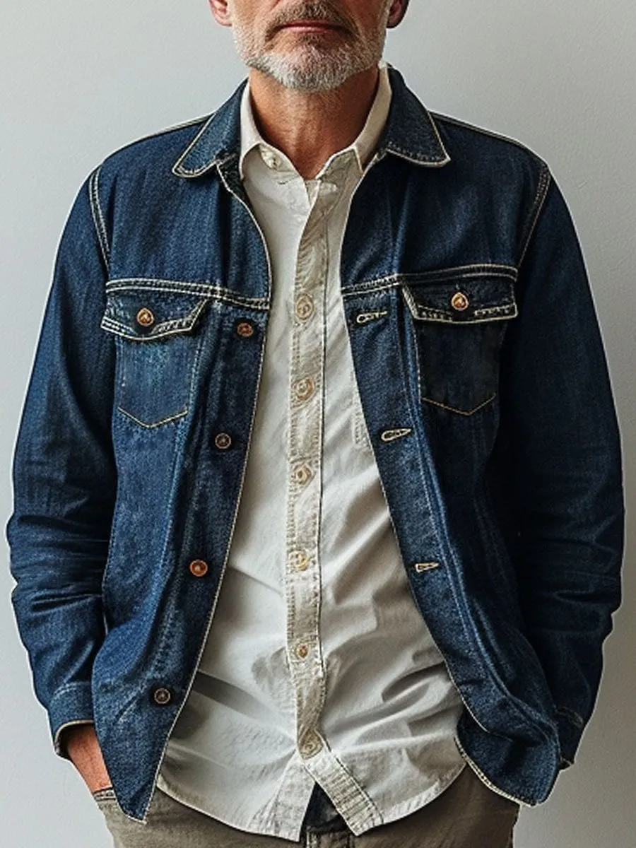 Men's Retro Multi-Pocket Casual Denim Jacket