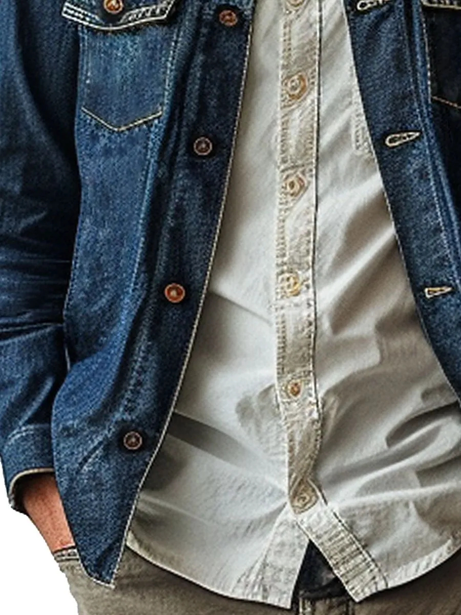 Men's Retro Multi-Pocket Casual Denim Jacket