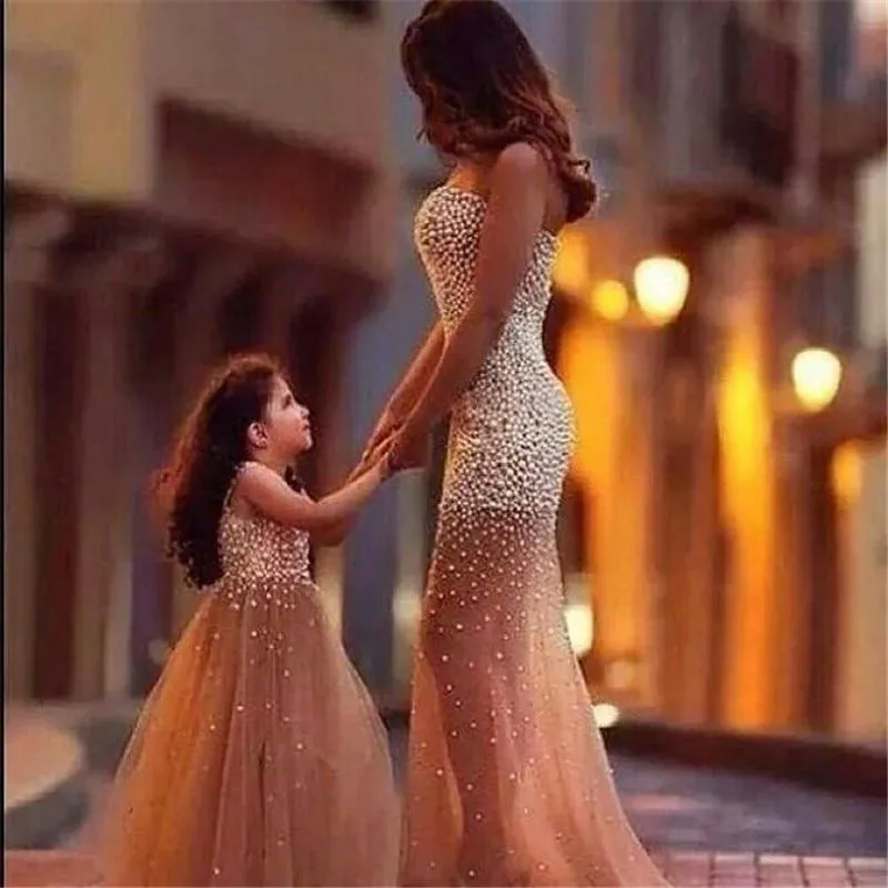 Mother Daughter Pearls Dress - Priority Shipping