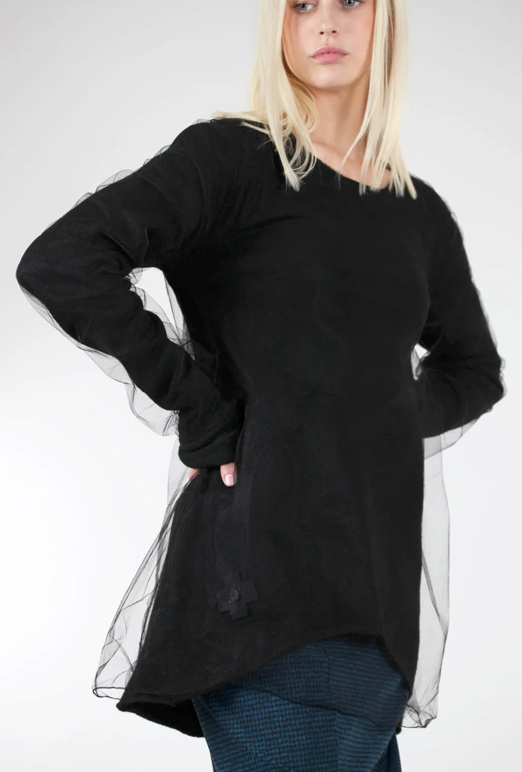 My Mesh-Over-Sweater Sweater, Black