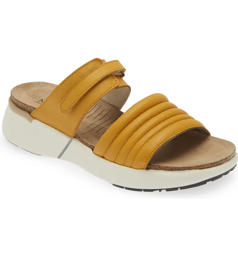 Naot Womens Vesta Slide Sport Sandal- Marigold Leather