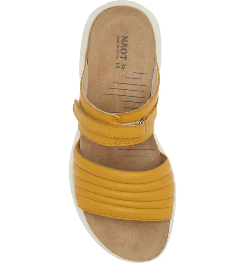 Naot Womens Vesta Slide Sport Sandal- Marigold Leather