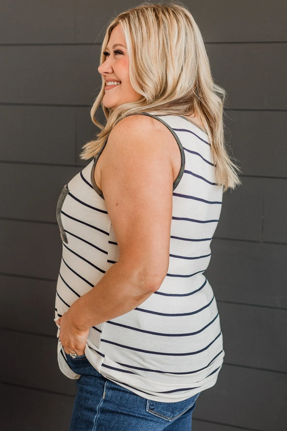 Naturally Gorgeous Striped Tank- Ivory & Camo