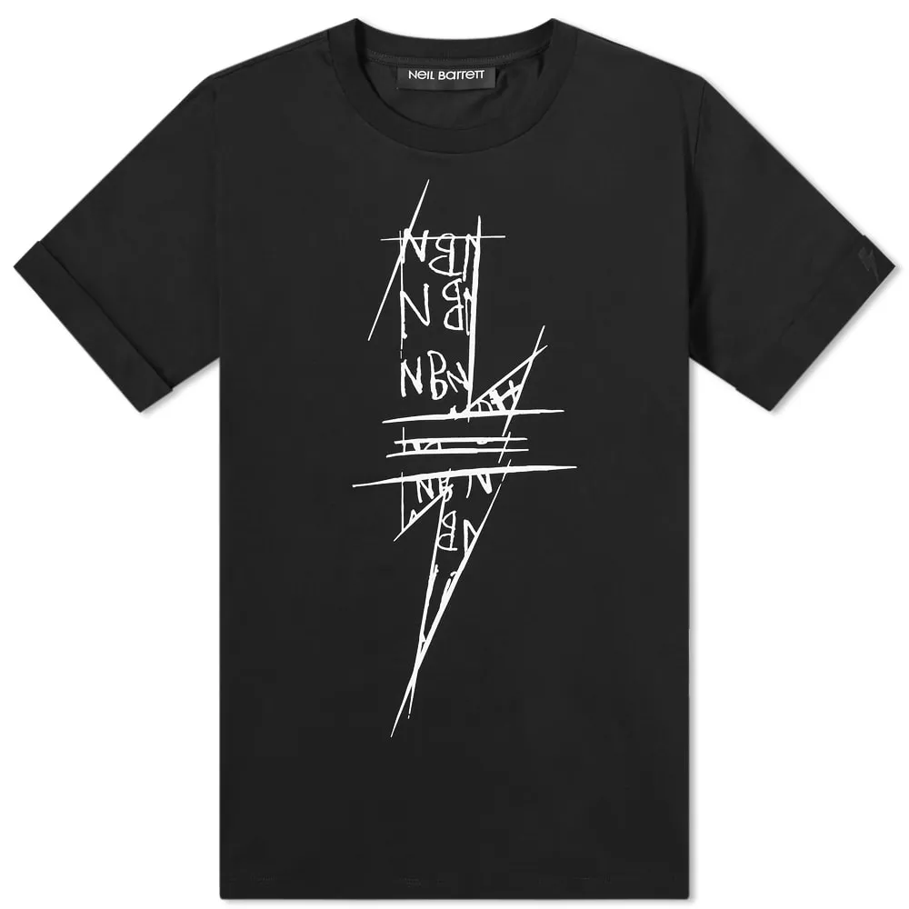 Neil Barrett Grafitti Lightning Bolt T-ShirtBlack