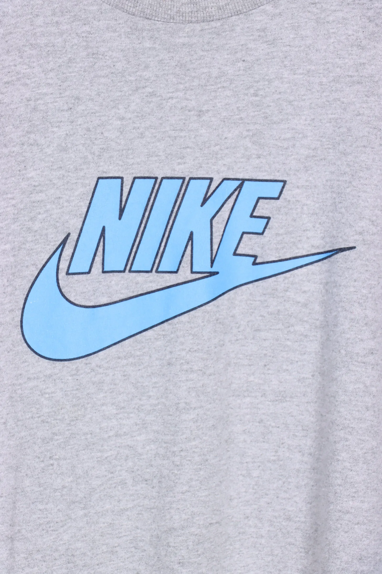 NIKE Grey & Sky Blue Swoosh Logo Classic USA Made Tee (XL)