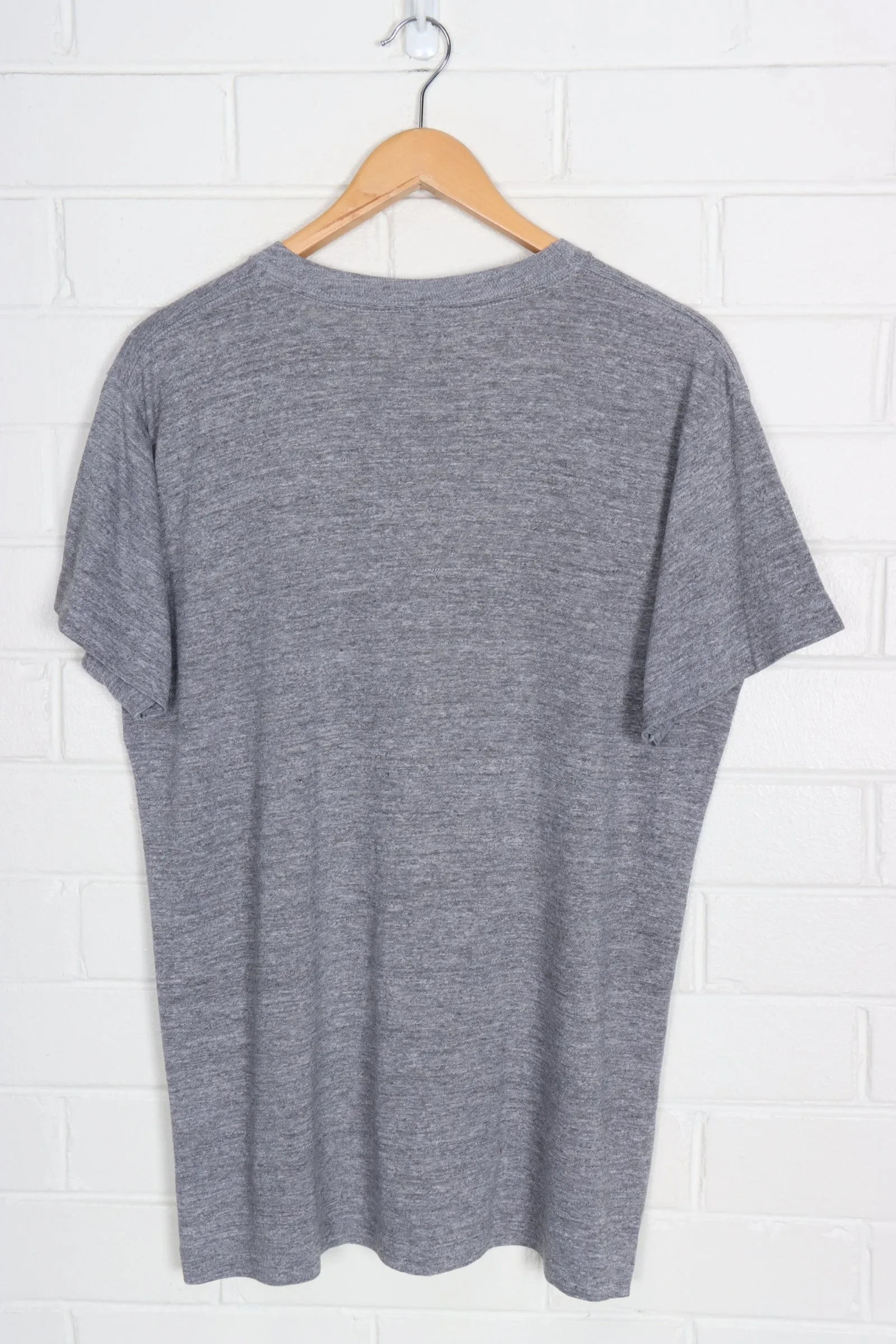 NIKE Grey Marle & Blue Logo Spell Out USA Made Tee (L)