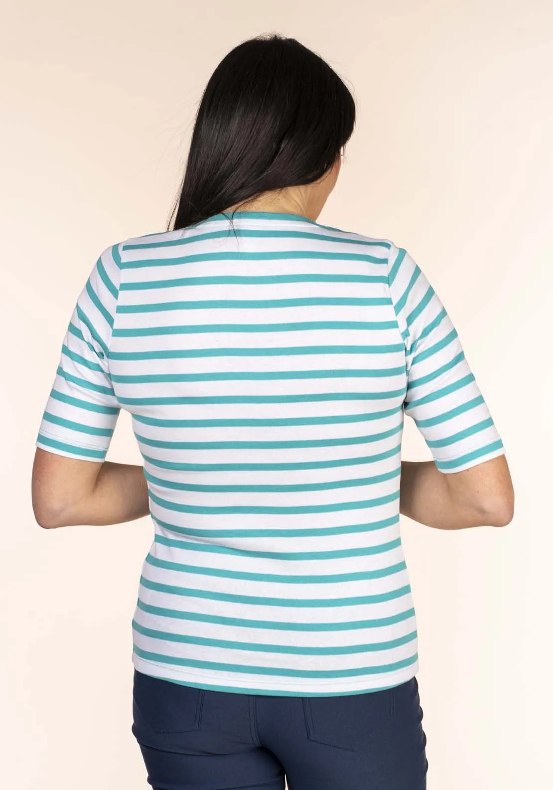 Notch Neck Stripe T-Shirt