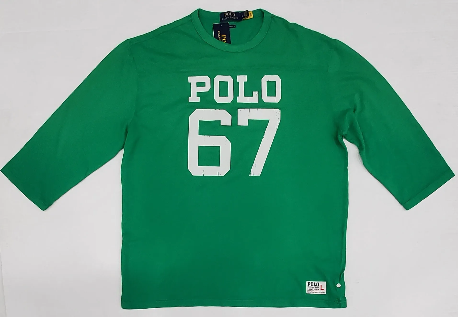 Nwt Polo Ralph Lauren Green Polo 67 Classic Fit 3/4 Sleeve Tee