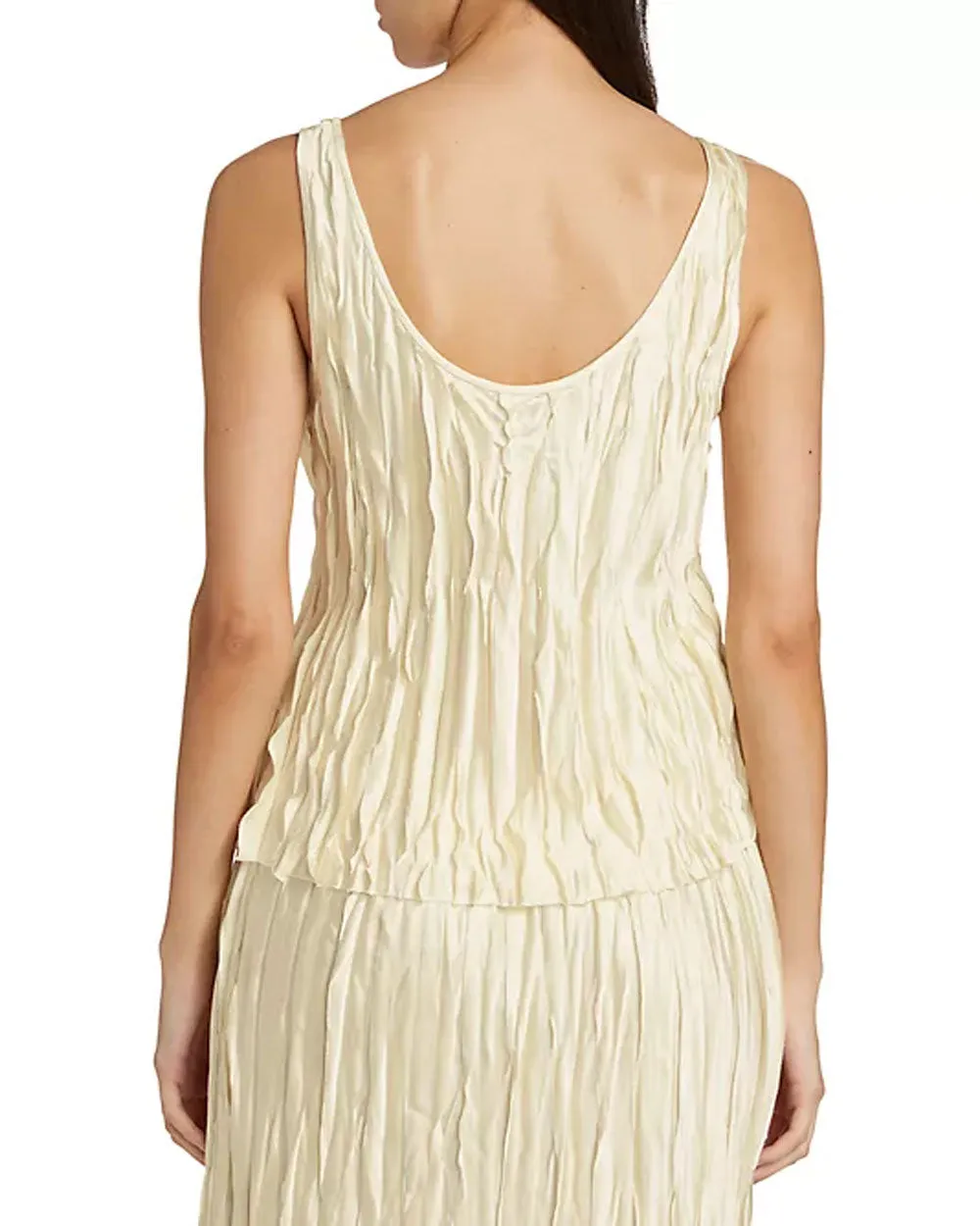 Pale Ivory Crushed Bias Stripe Tank