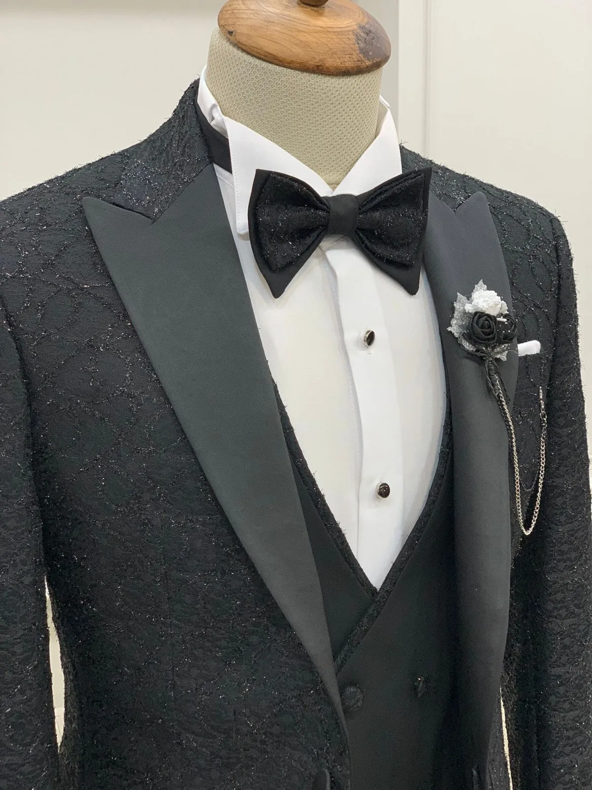 Partoni Diamond Black Slim Fit Tuxedo