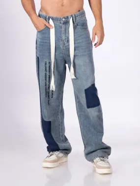 Patchy Blue Loose Fit Jeans [ Unisex ]