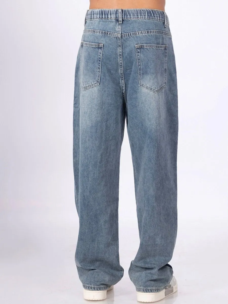 Patchy Blue Loose Fit Jeans [ Unisex ]